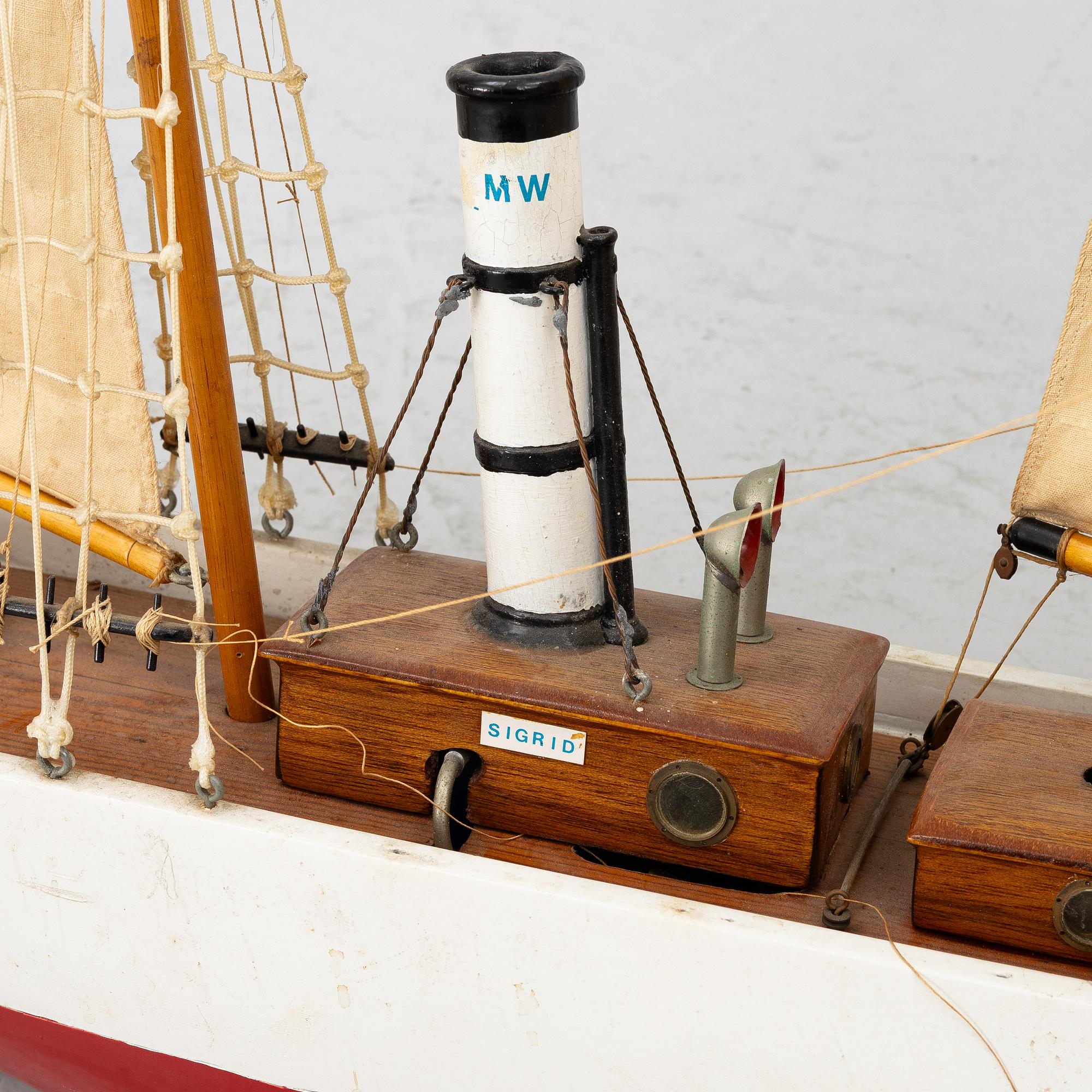 Fartygsmodell "Sigrid", Motala Wekstad. 1900-tal.