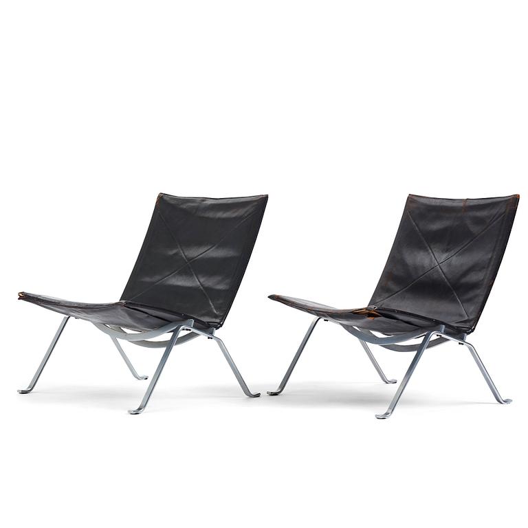 Poul Kjaerholm, a pair of  'PK22' easy chairs, edition E Kold Christensen, Denmark.