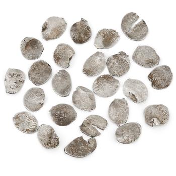 MYNT, ca 25 st, sk droppkopek, silver, Ryssland 1600-tal. Vikt ca 18 g.