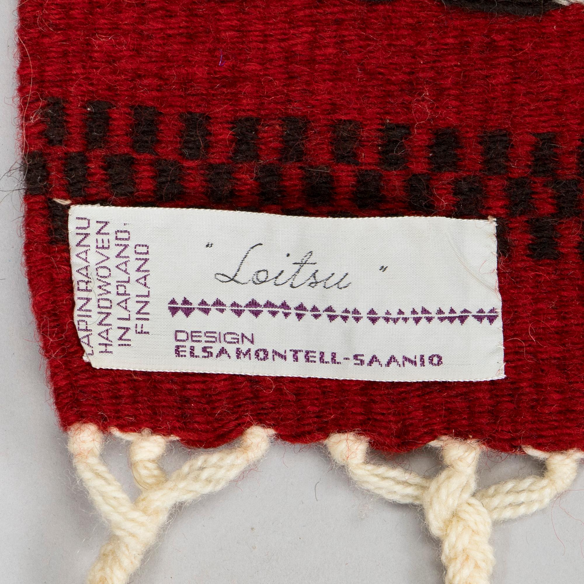 Elsa Montell-Saanio, rana / väggbonad, "Trollformel" Finland. Ca 145 x 102 cm.