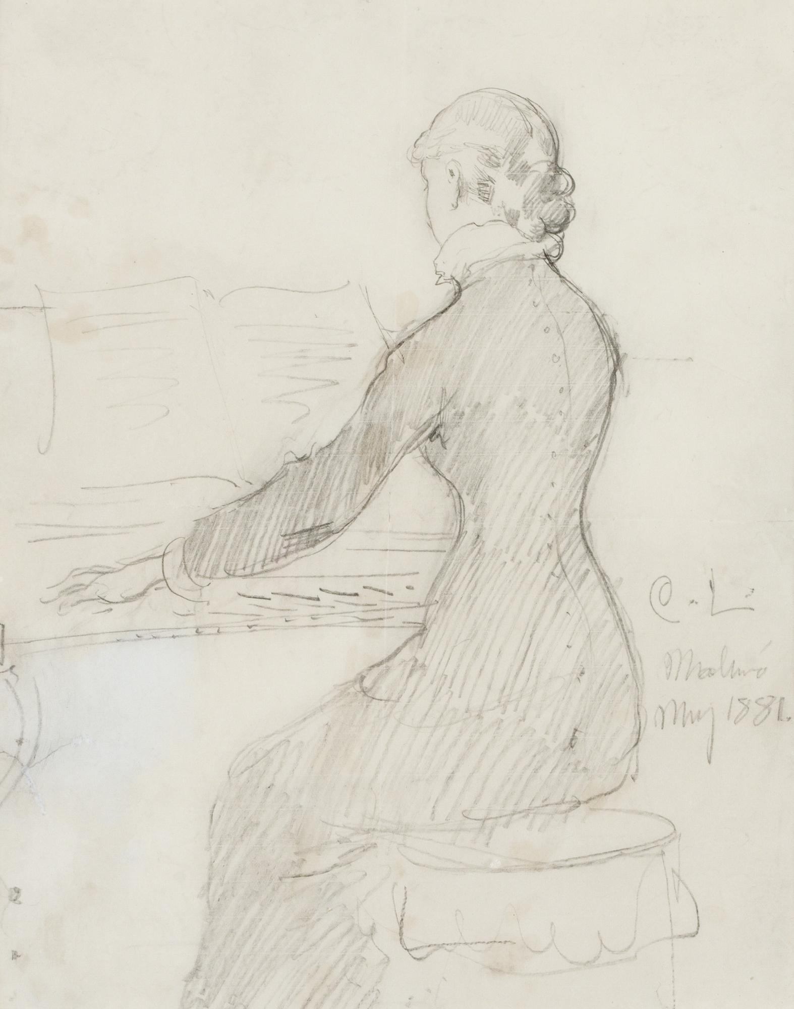 Carl Larsson, Dam vid piano.
