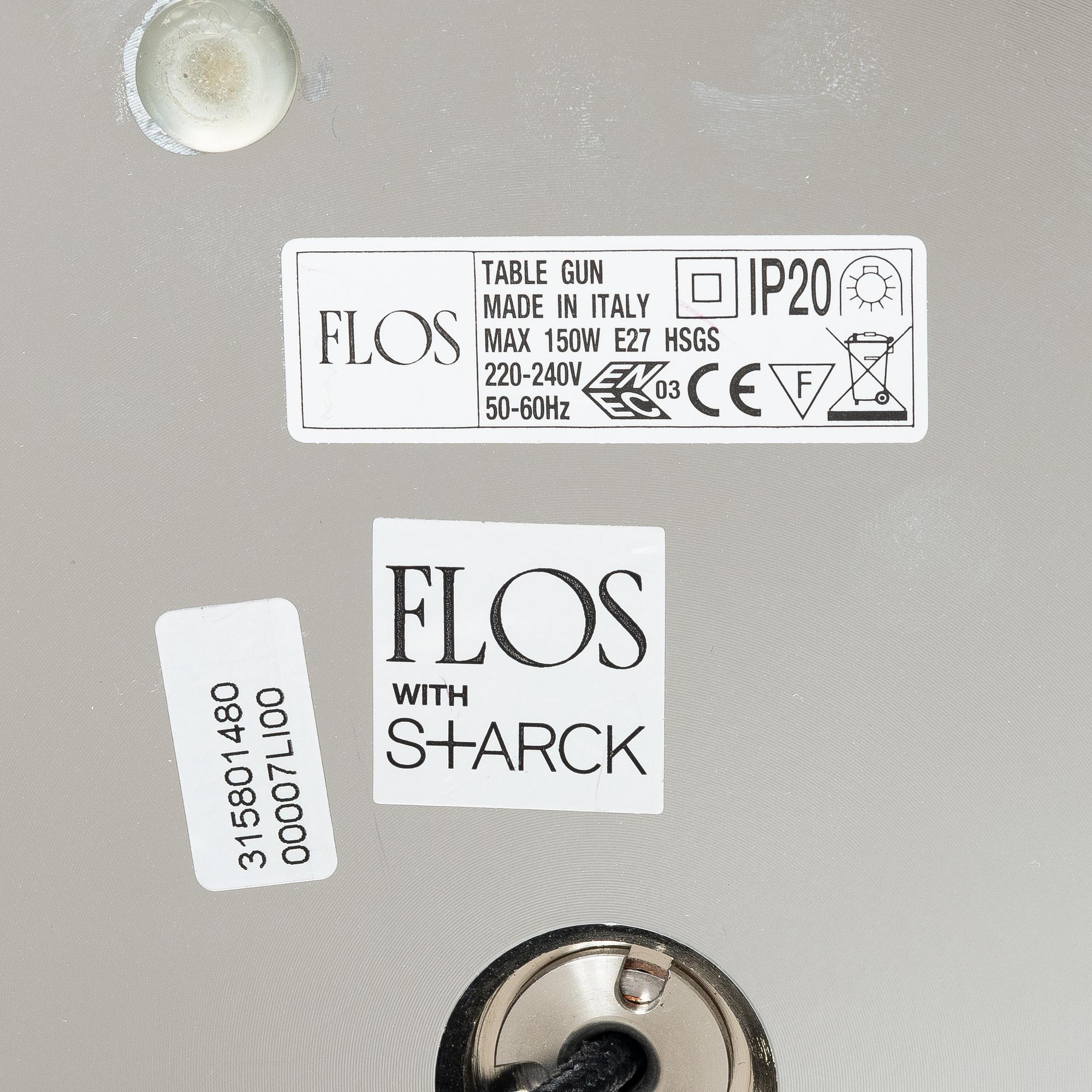 Philippe Starck, a table lamp, 'Table Gun Lamp', FLOS, Italy.