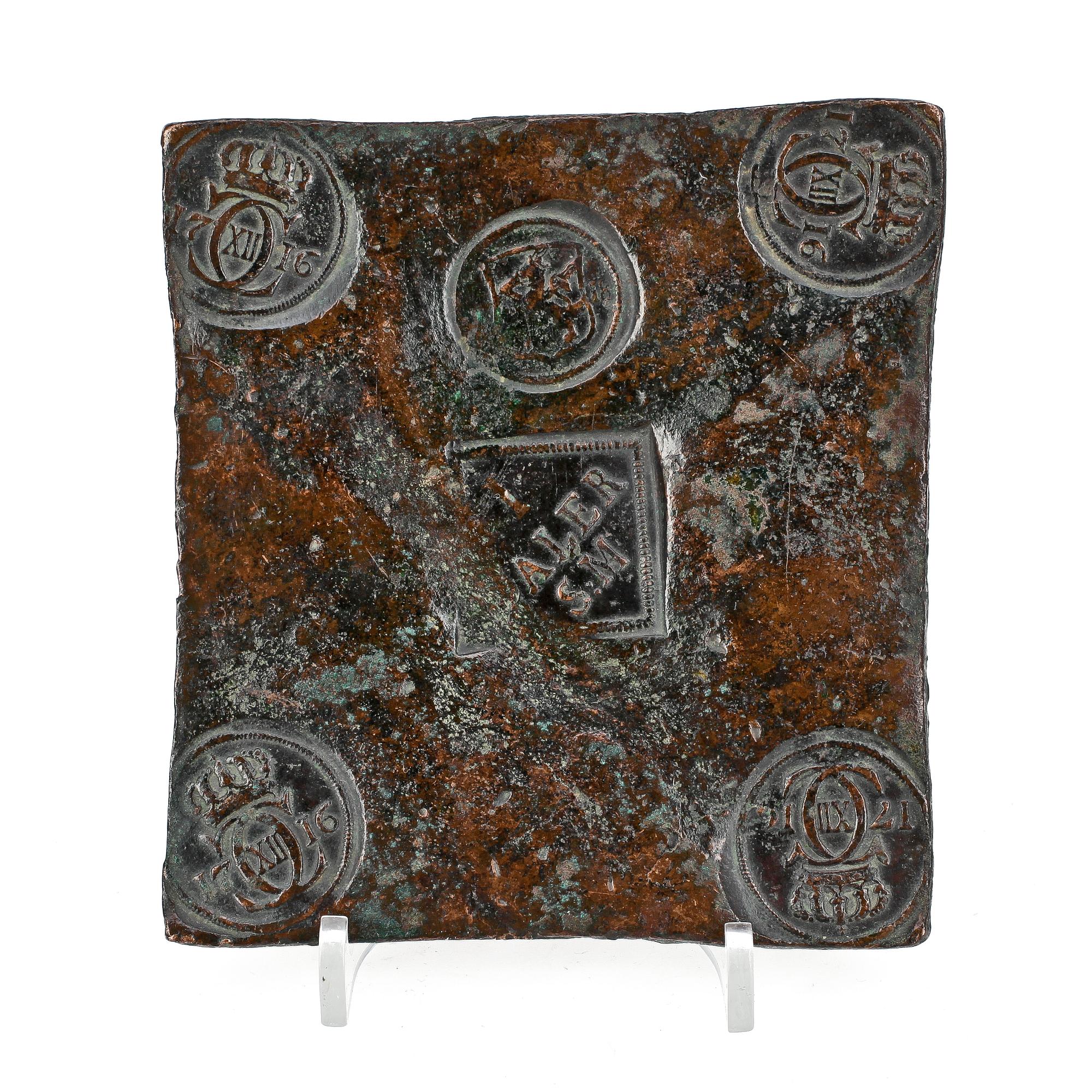 PLÅTMYNT, koppar, 1 daler Silvermynt, Karl XII, 1716.