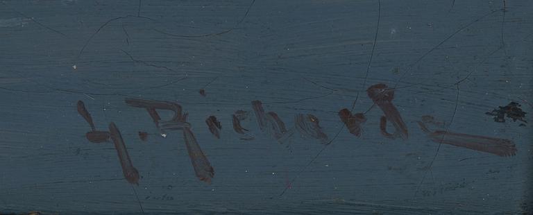 Ludvig Richarde, Two-masted flat-bottomed vessel in haze.