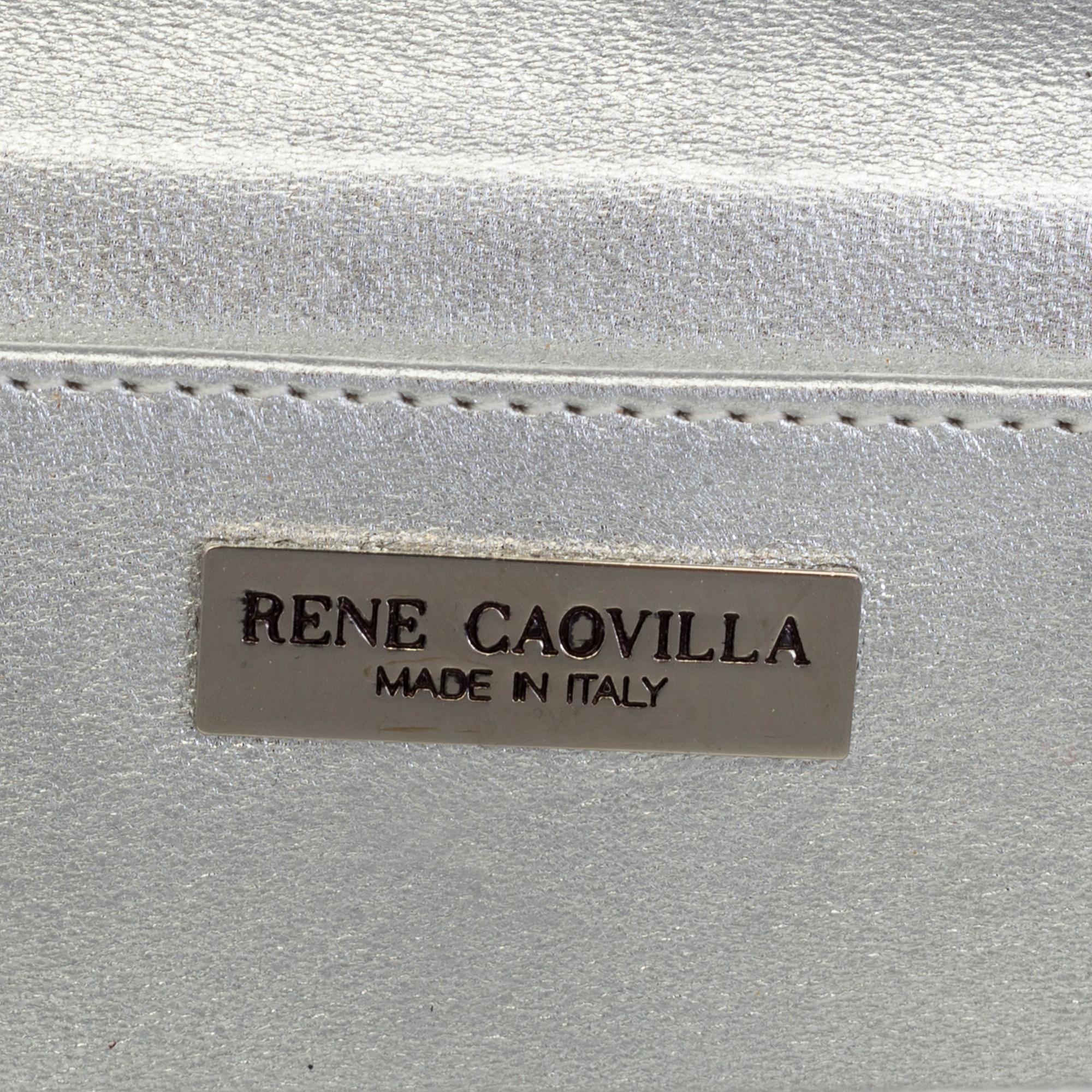 A silver- and glasstone clutch by Rene Caovilla.