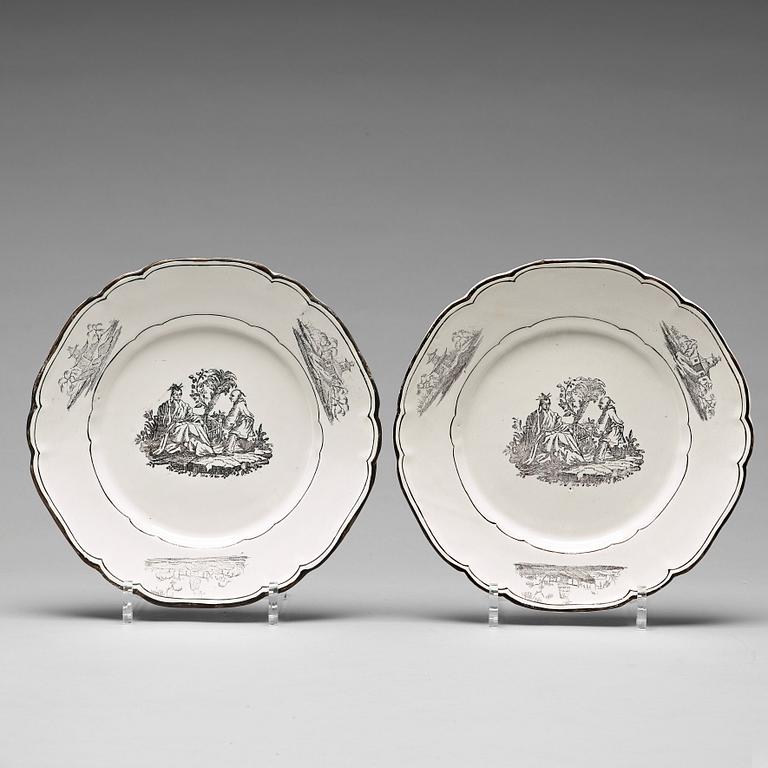 A pair of Swedish Marieberg faience plates, 1770.