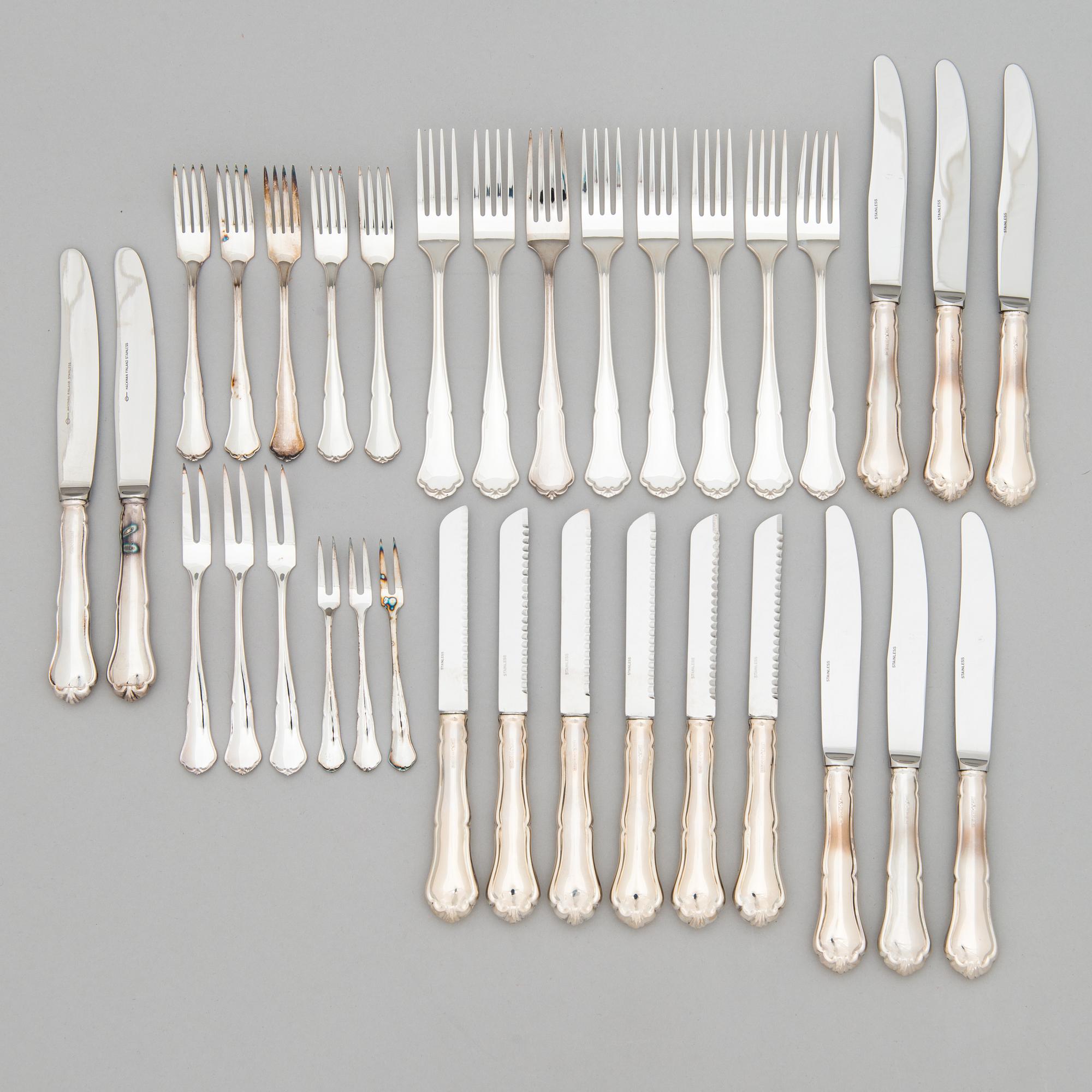 A 89-piece set of 'Chippendale' silver cutlery, Finnish hallmarks and control marks 1967-99.