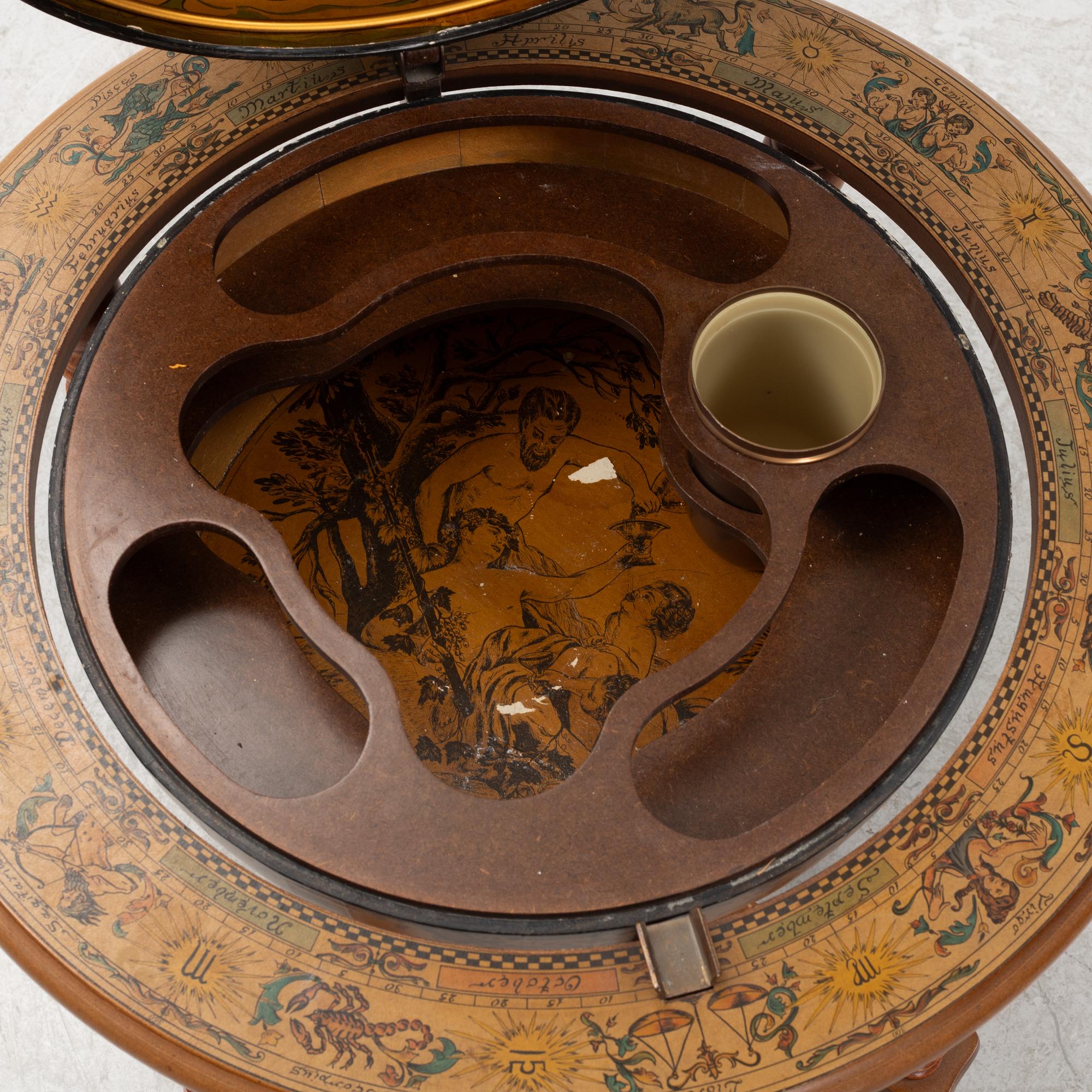 Barskåp, i form av jordglob, 1900-talets slut.