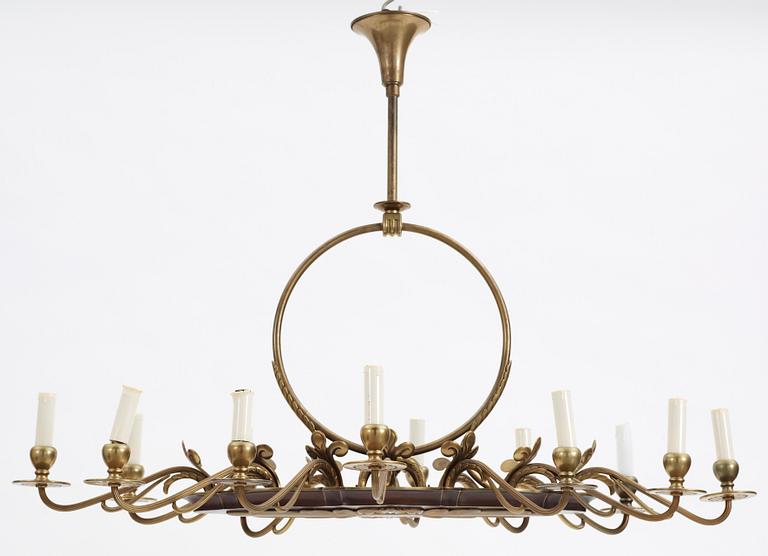 TAKLAMPA, mässing, 1930-tal. H 75.