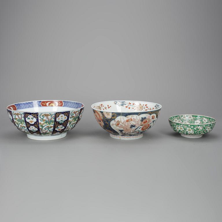 SKÅLAR, 3 st, porslin, Japan, 1800-1900-tal.