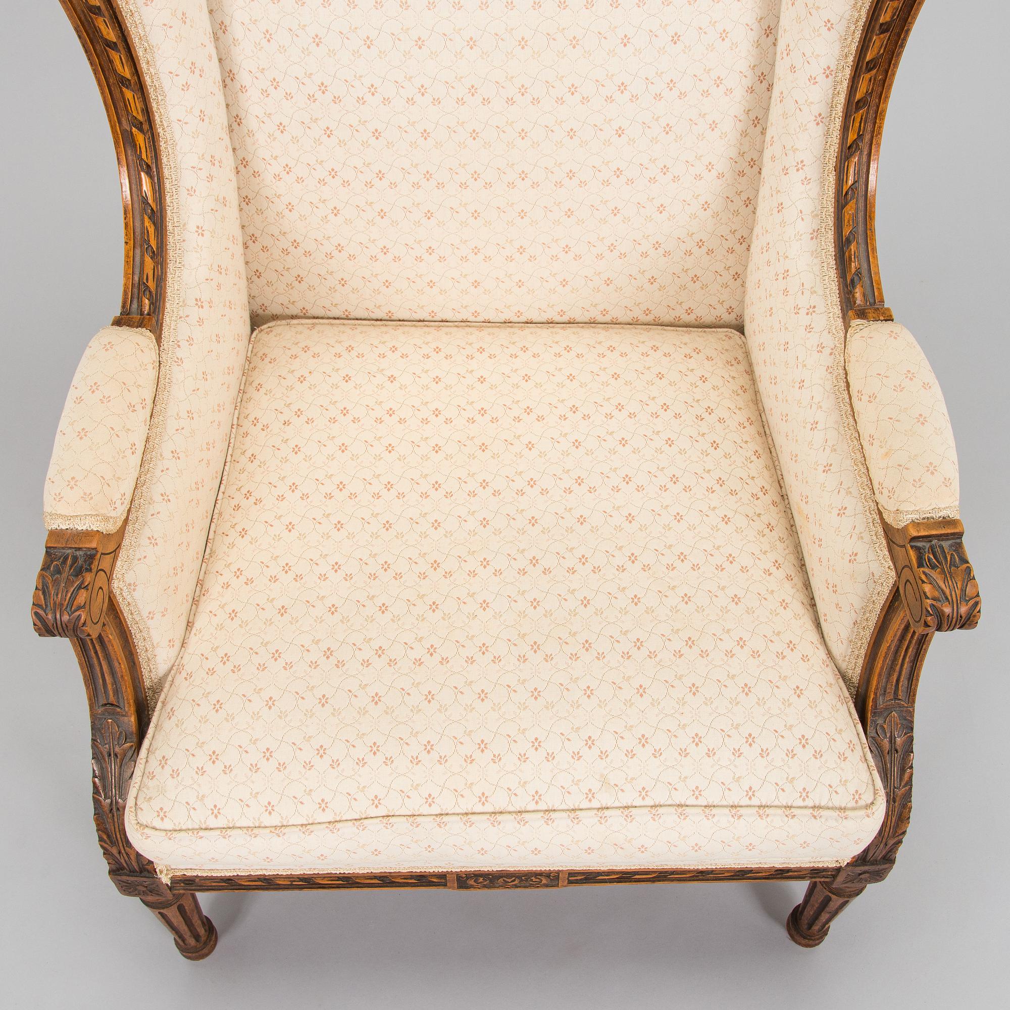 Nojatuoli, Bergère, Louis XVI -tyyli, 1900-luvun alkupuoli.