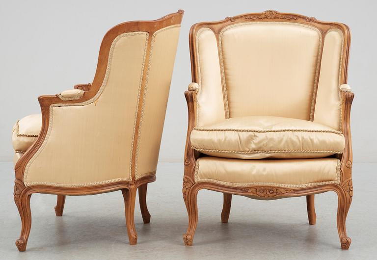 BERGÈRER, ett par, rokokostil 1900-tal.