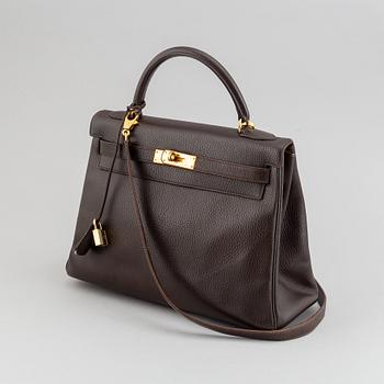 Hermès, a chocolate leather 'Kelly' handbag, 1995.