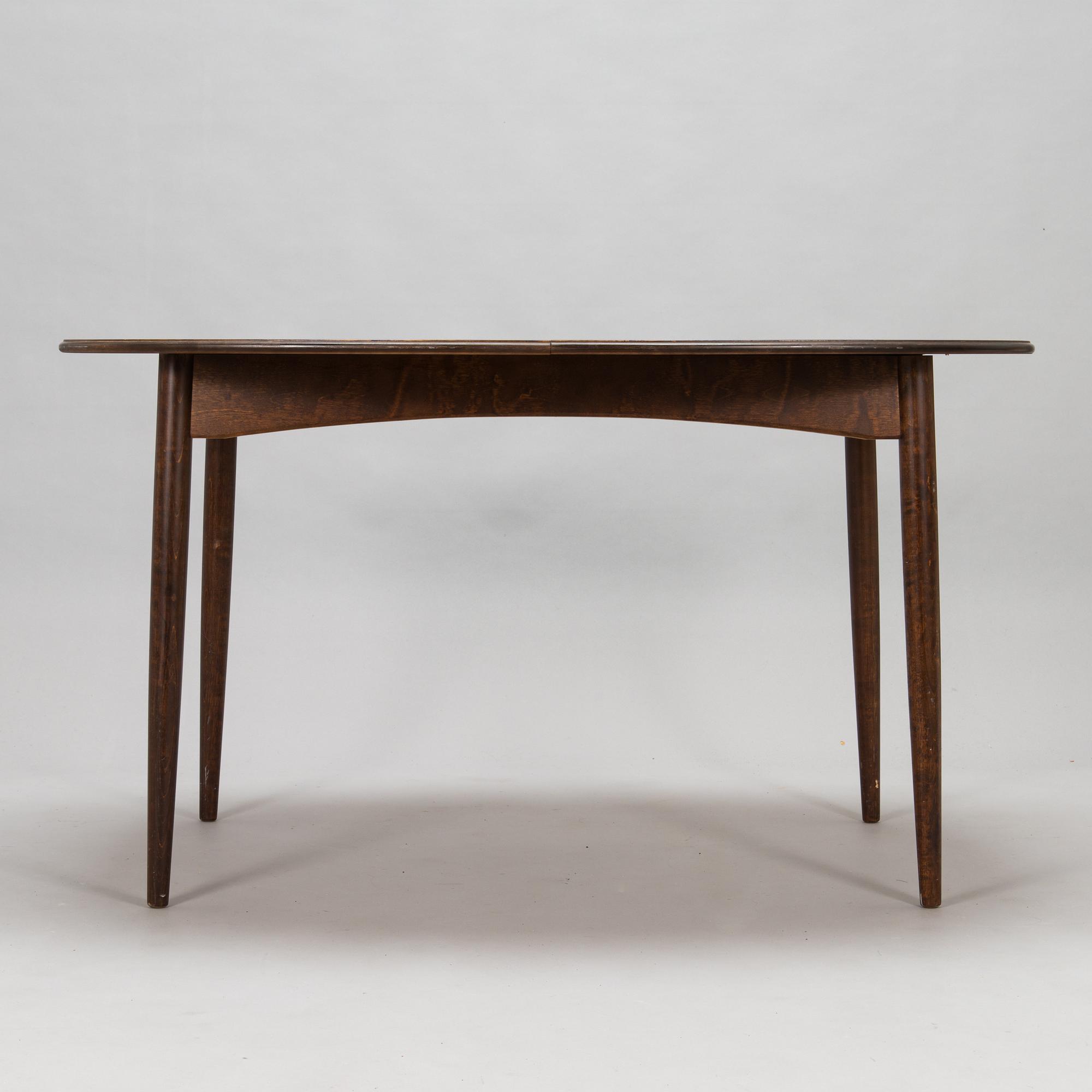 Kerstin Hörlin-Holmquist, A set of six Charlotte chairs with a dining table by Asko, Finland, 1970s.