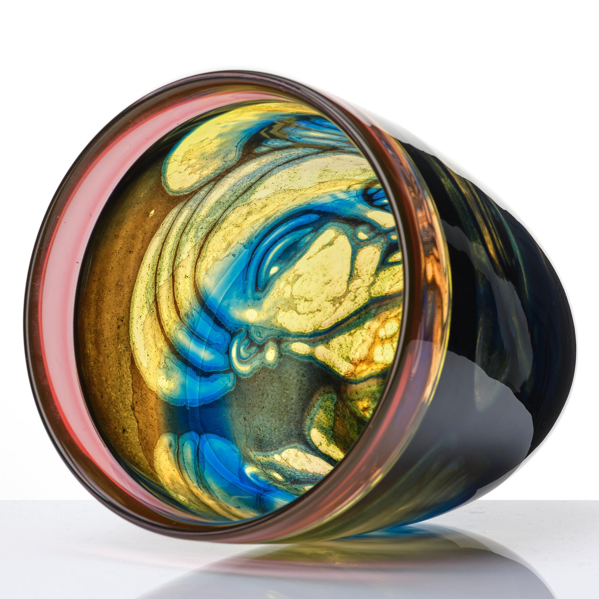 Eva Englund, a 'graal' glass vase, Orrefors, Sweden 1990.