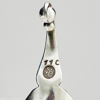 Georg Jensen, salt cellars with spoons, silver, 6 pcs, design no. 110, Copenhagen.