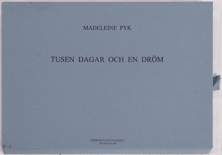 Madeleine Pyk, "Tusen dagar och en dröm", mapp med fyra färglitografier samt bok.