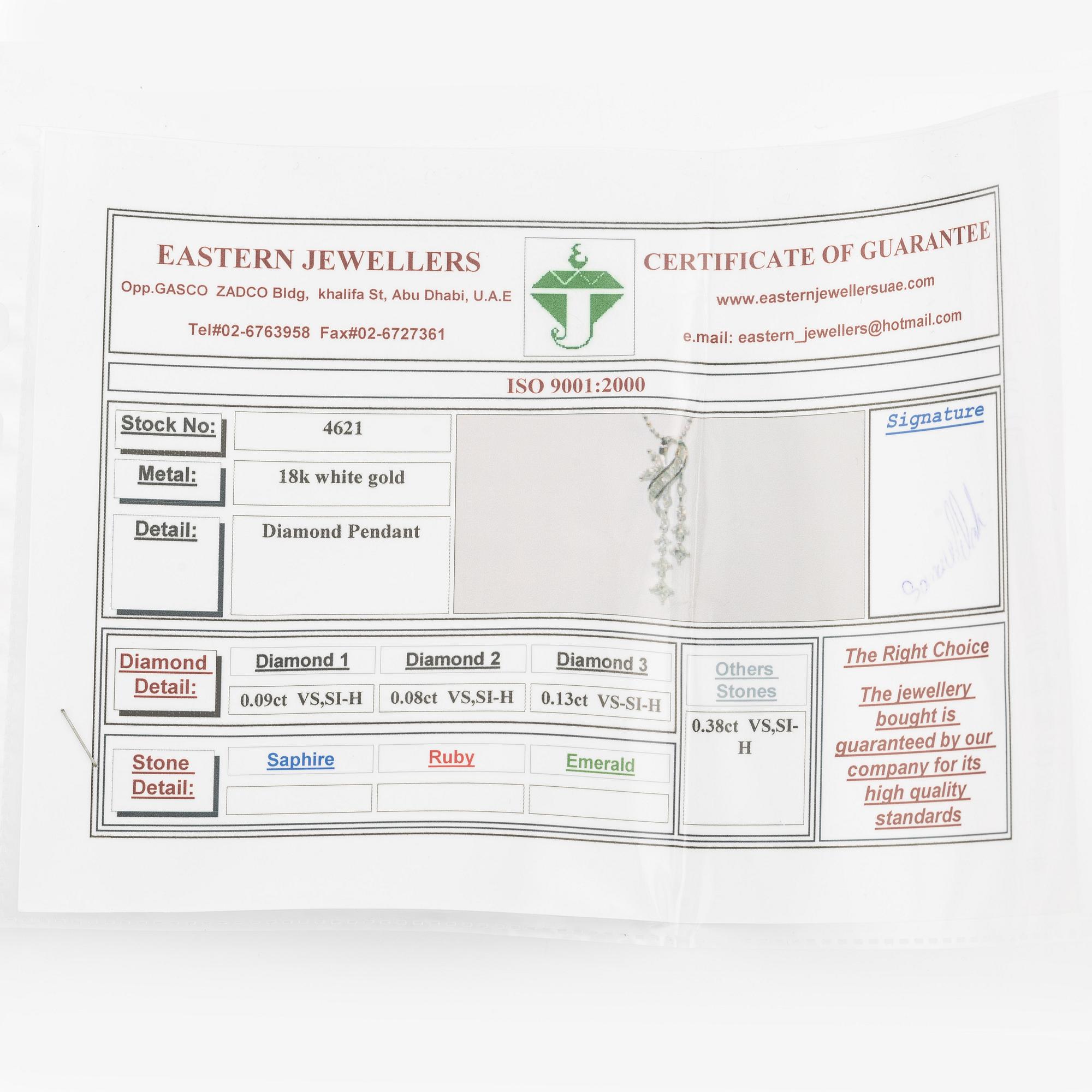 Collier, 18K vitguld med briljant- prinsess-, navette- och baguetteslipade diamanter.