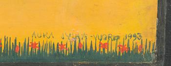 Aura Jylhä-Vuorio, tempera levylle, signeerattu ja päivätty 1993.