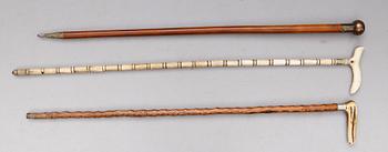 KÄPPAR, 3 st, trä och ben, 1800-tal.