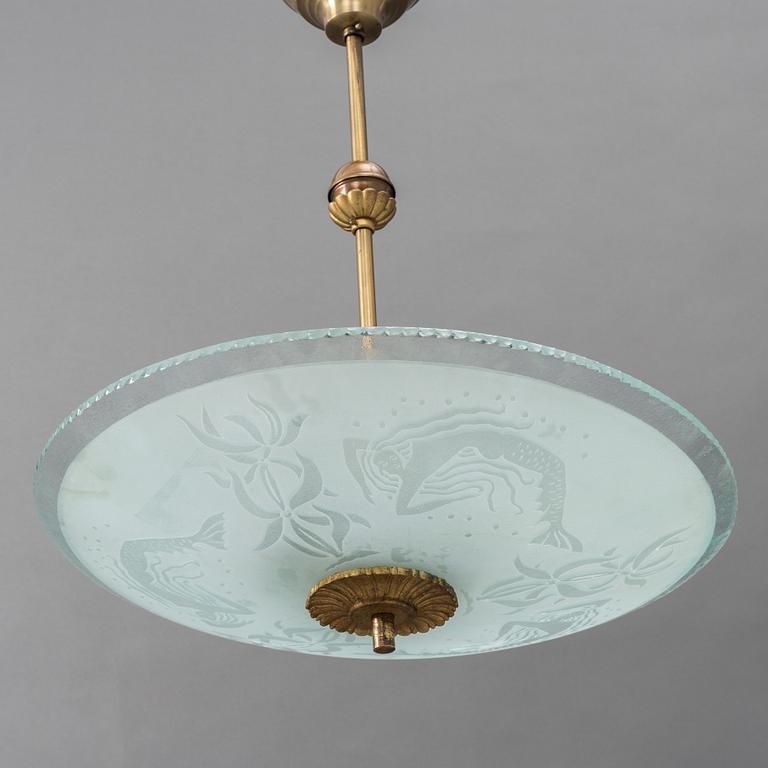 A Swedish Modern ceiling lamp, 1940s.