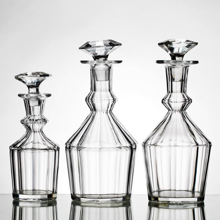 KARAFFER, 3 st, glas, 1800-tal.