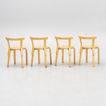 Alvar Aalto, stolar, 4 st, modell 69, Artek, Finland, 1900-talets andra hälft.