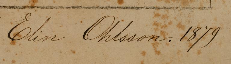 OKÄND KONSTNÄR, krita, sign Elin Ohlsson och dat 1879.