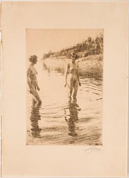 Anders Zorn · ANDERS ZORN, etsning, utförd 1913, signerad med blyerts.