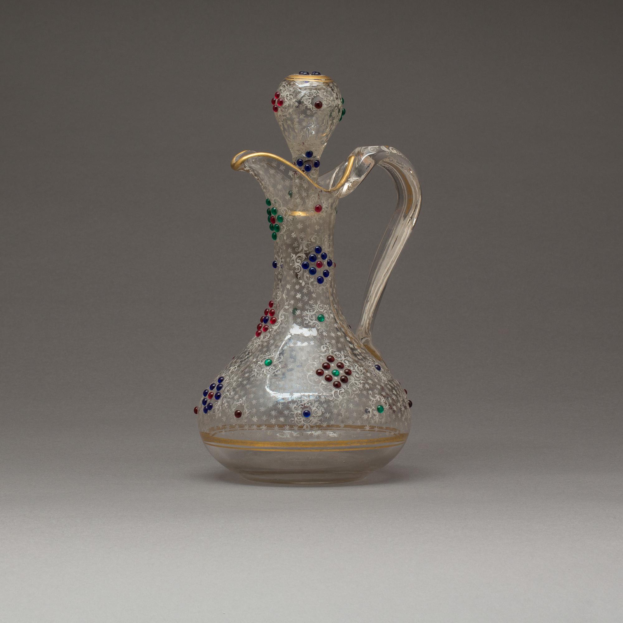 KARAFF med PROPP, glas, troligen Frankrike, 1800-talets slut.