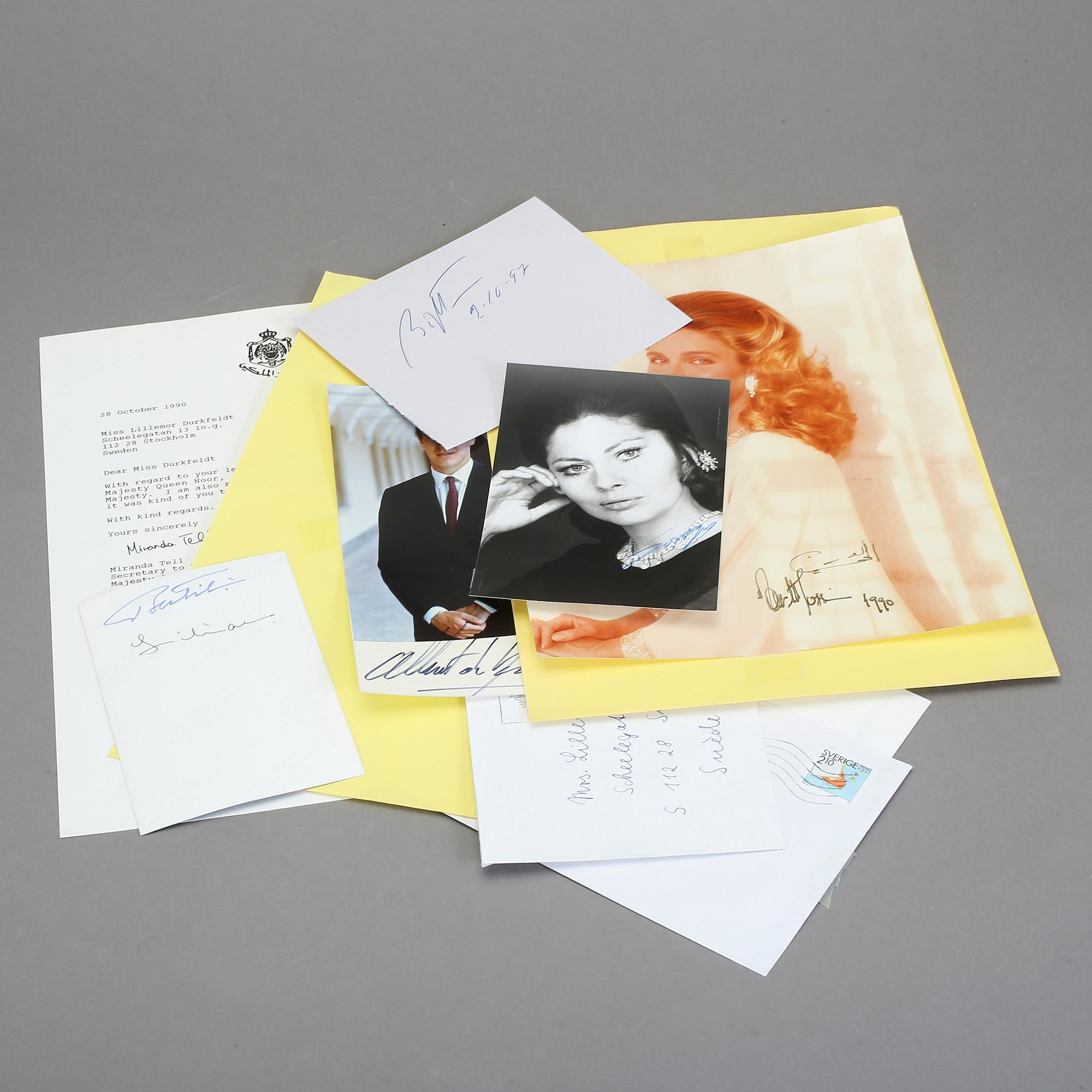 KUNGLIGA AUTOGRAFER, 6 st, bla Prins Albert av Monaco.