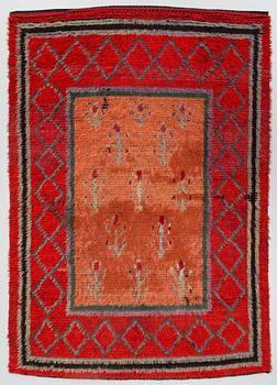 A 19th Century Finnish folkart long pile ryijy-rug. Circa 200 x 140 cm.