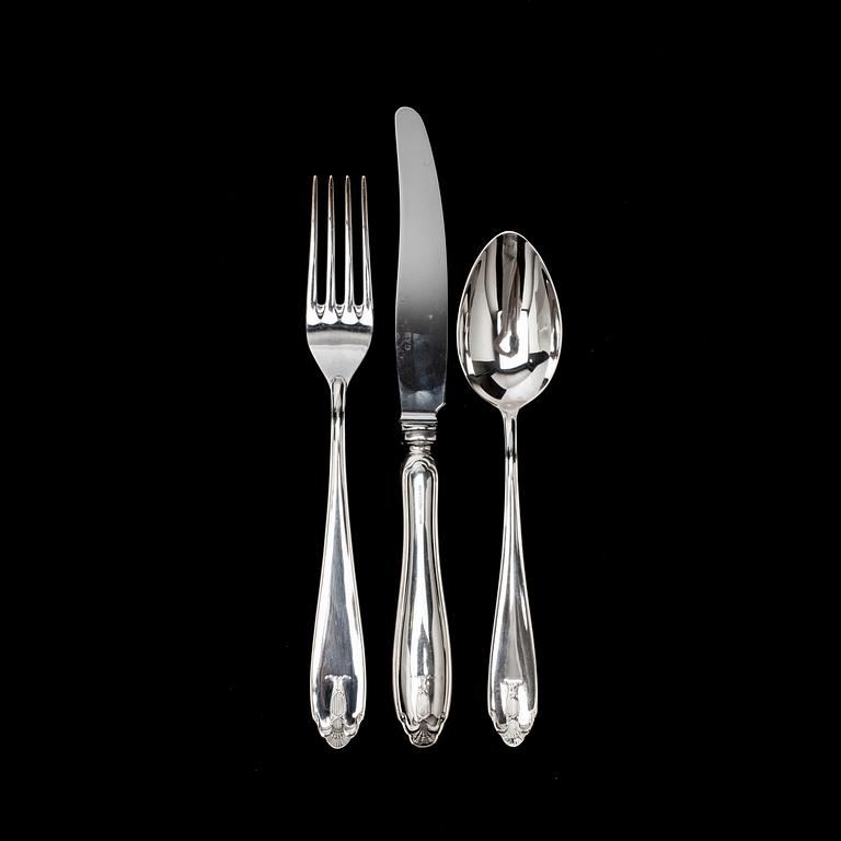 BESTICKSERVIS, 24 delar. Silver, G.A.B "Vasa" 1900-talets slut, ca 1500g inkl stålblad.
