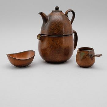 TEKANNA/KANNA, SKÅL, GRÄDDKANNA, stengods, Gunnar Nylund.