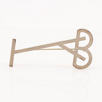 Wiwen Nilsson, monogram brooch, sterling silver, Lund, 1940.