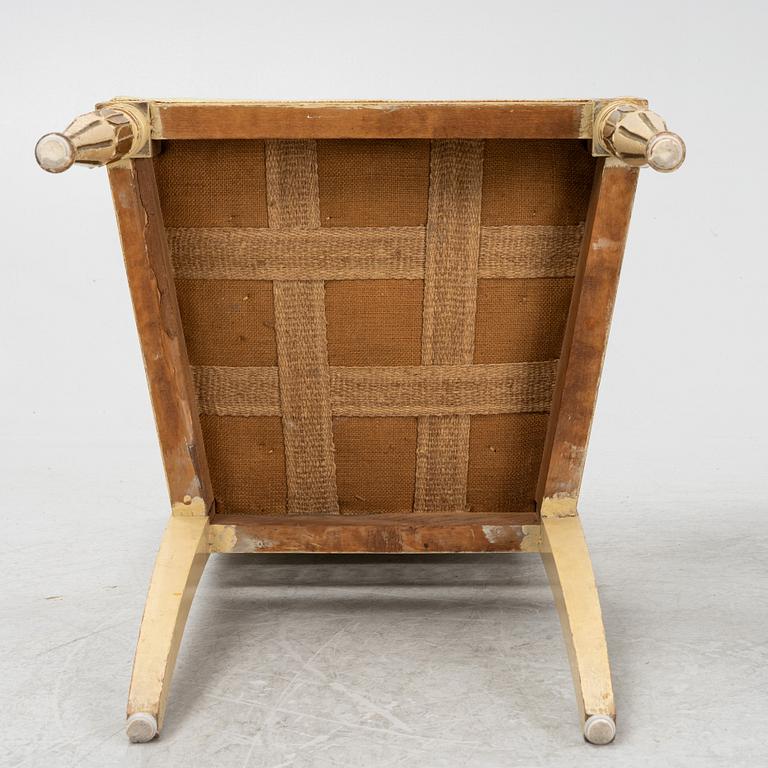 A late Gustaivan style sofa and four matched chairs from around the year 1900.