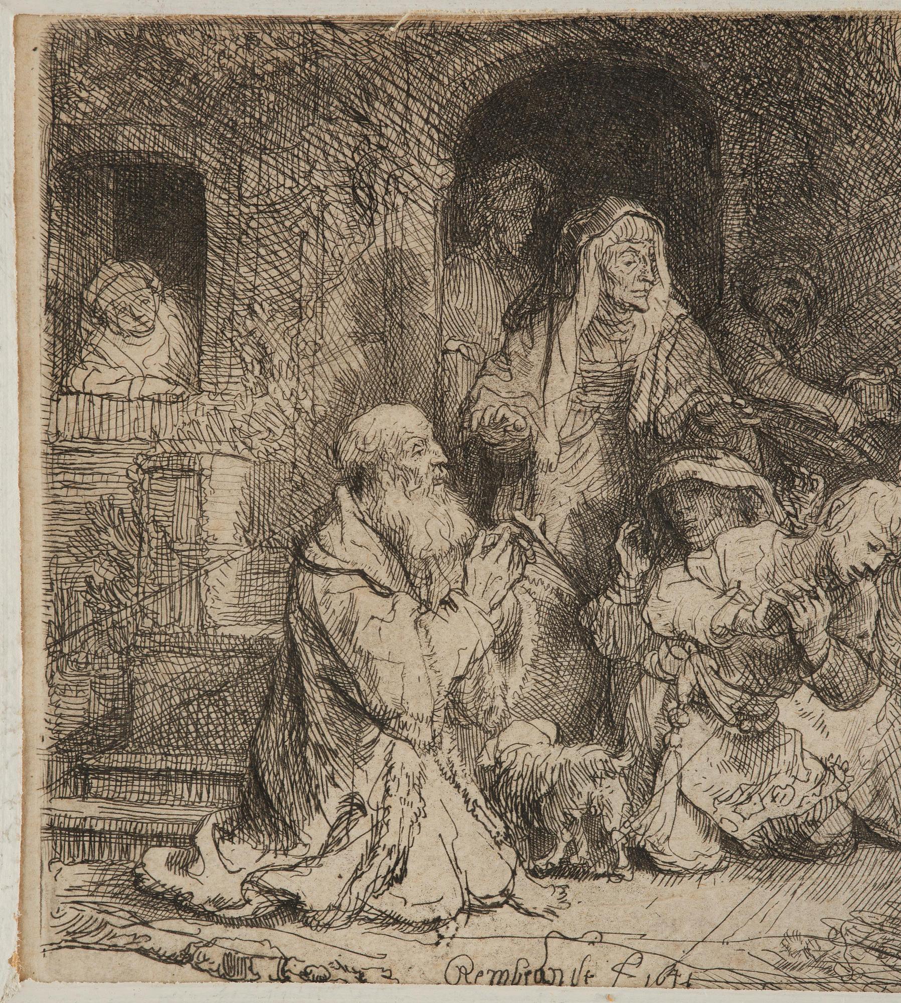 Rembrandt Harmensz van Rijn, "The Angel departing from the Family of Tobias".