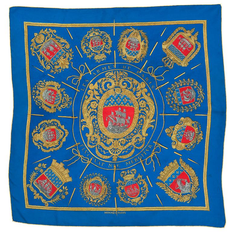 HERMÈS, a silk scarf, "les Armes de Paris".