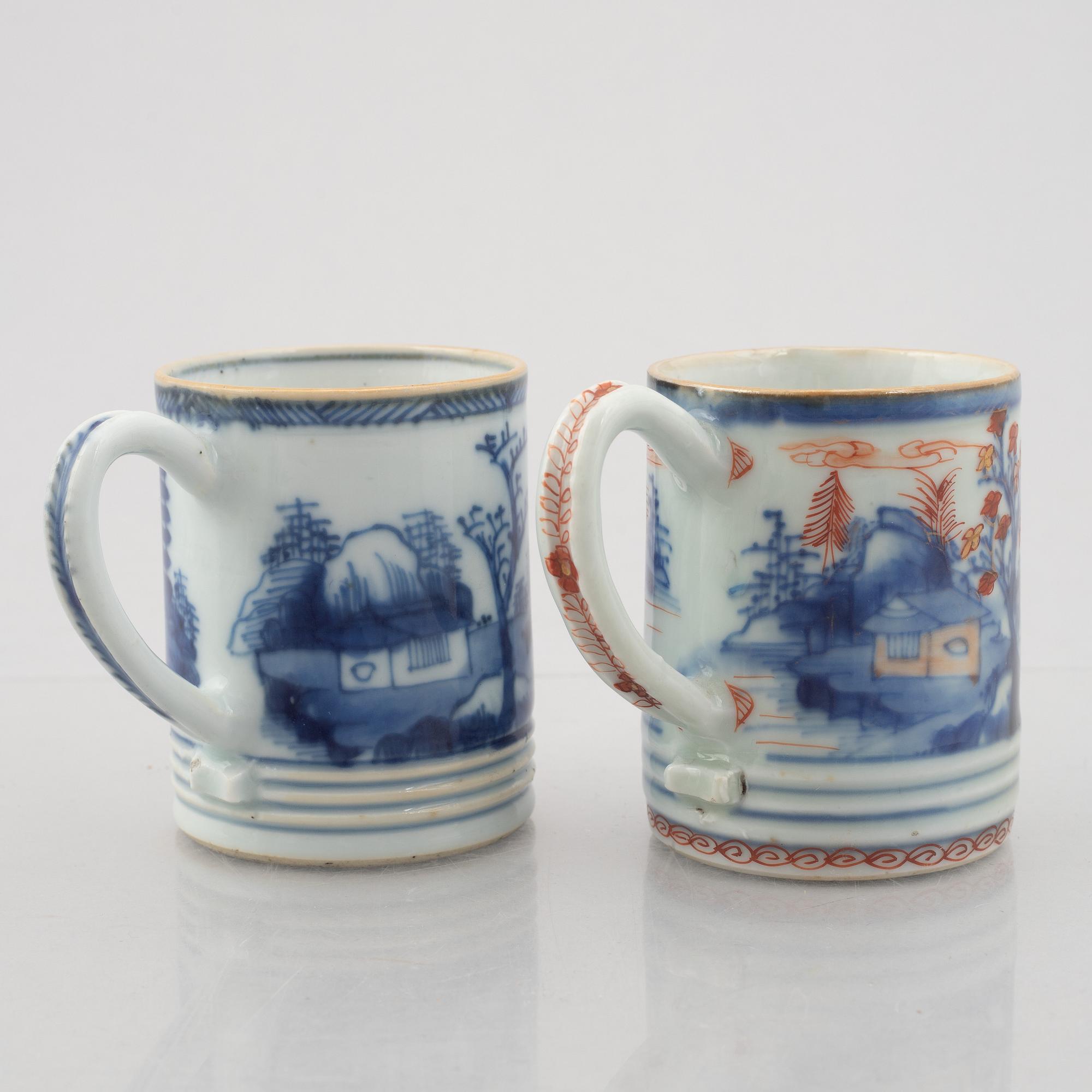 Six pieces of Chinese porcelain, Qing dynasty, 18th-19th century.