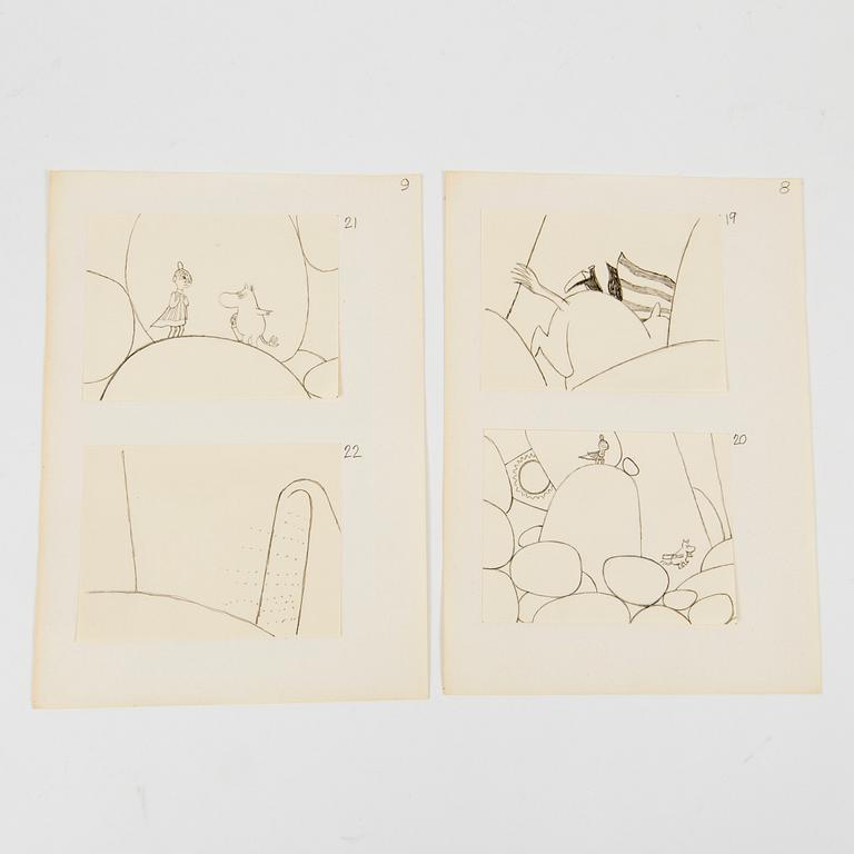 JAROMIR WESLEY, 49 pencil drawings "Mumintrollet: Hur gick det sen?", 1993. Not signed.