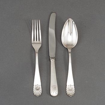 A silver 'Snäck' cutlery, KG Markströms, some Uppsala 1959 (36 pc).