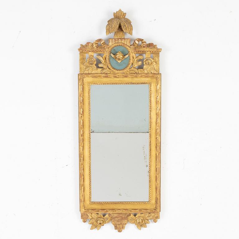 A gilt Gustavian mirror, late 18th Century.