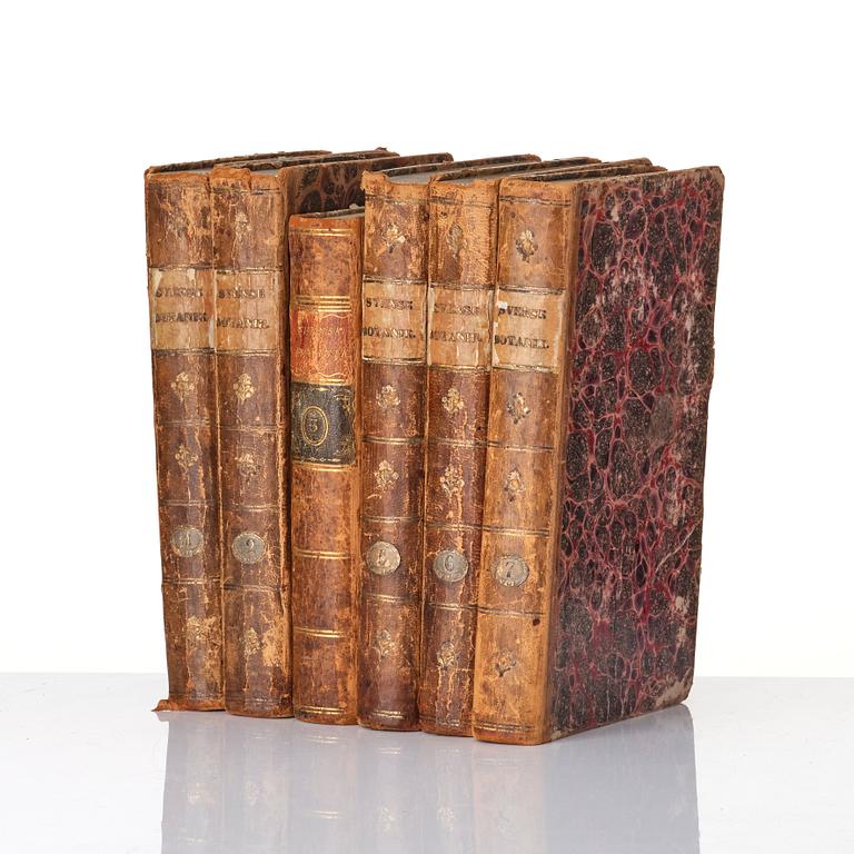 Books, 'Svensk Botanik af JW Palmstruch & VW Venus', 6 volumes (5+1), early 19th century. Provenance Estrid Ericson.