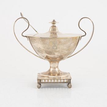 A Swedish silver sugarbowl and a spoon, mark of Svea Svensson, Stockholm 1909.