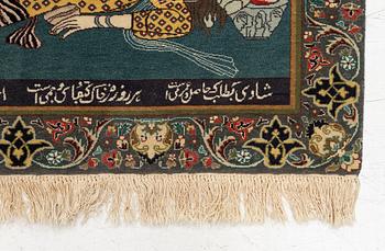 Carpet, Old figural, Tabriz, approx. 138 x 101 cm.