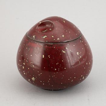 A faience jar with lid, signed Hans Hedberg, Biot, france.