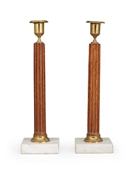 764. A pair of late Gustavian late 18th century candlesticks.