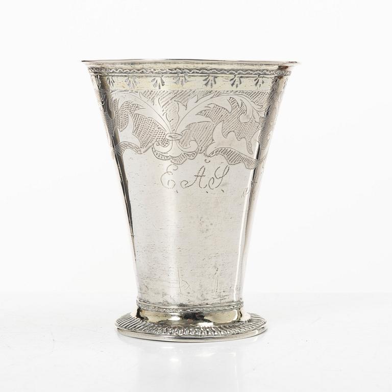 A Swedish Rococo silver beaker, mark of Elias Noreus, Östhammar 1760.