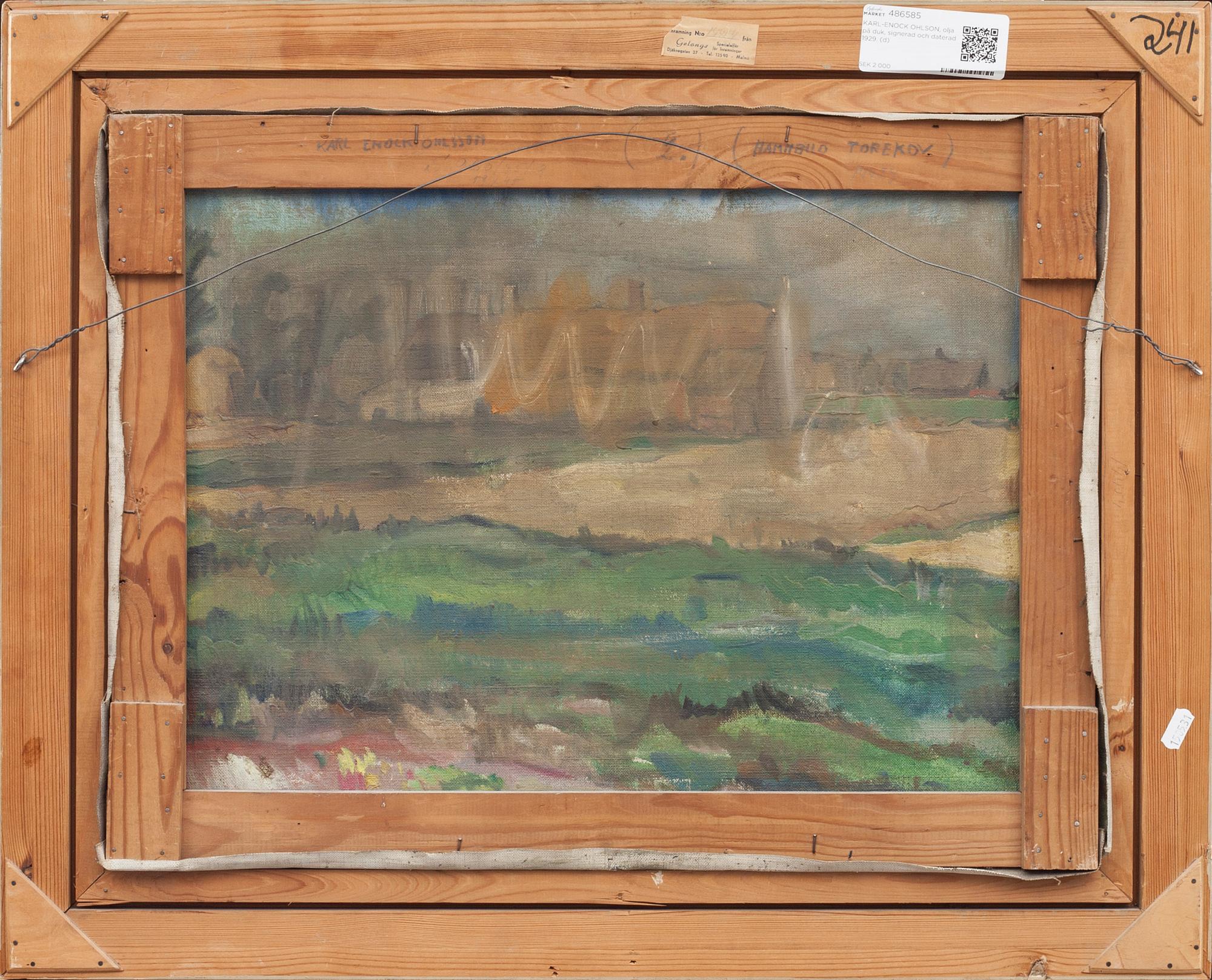 KARL-ENOCK OHLSON, olja på duk, signerad och daterad 1929.