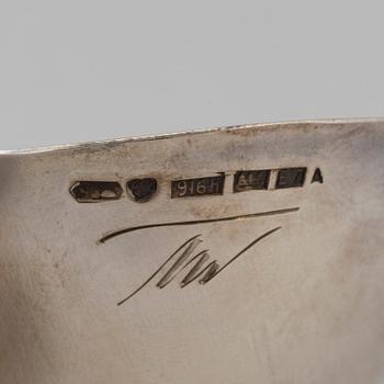 TAPIO WIRKKALA, skål, silver, Kultakeskus OY, Hämeenlinna, Finland, 1958.